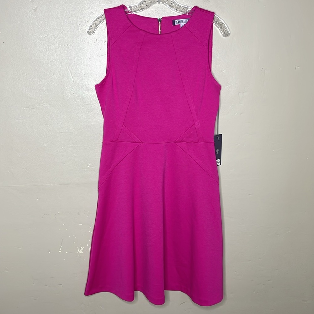 JENNIFER LOPEZ Dress Pink Ponte Knit Flattering MIDI Stretchy Sleeveless 6